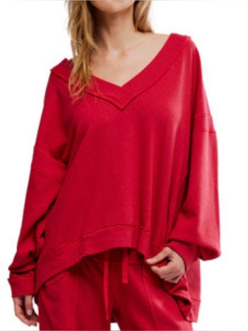 Free People Intimately Free Staycation pullover in deep cherry